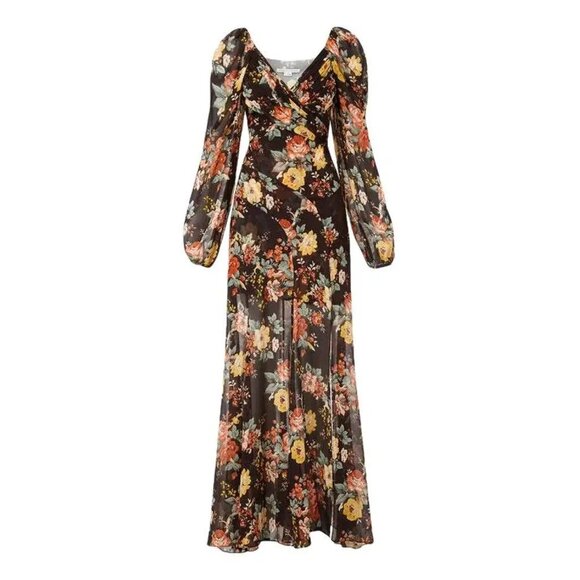 Veronica Beard Dresses & Skirts - NWT $898 VERONICA BEARD RUNWAY AVANI BROWN FLORAL PRINT SILK MAXI DRESS SZ US 2